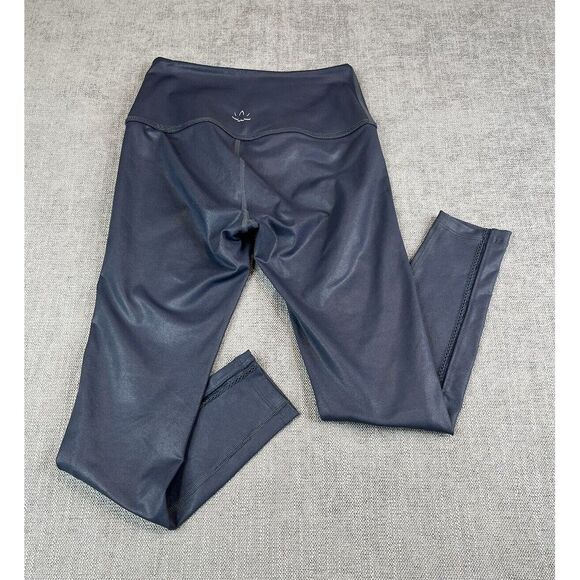 Beyond Yoga Leggings Womens (S) Navy Blue Leatherette High Waisted Midi - Picture 3 of 9